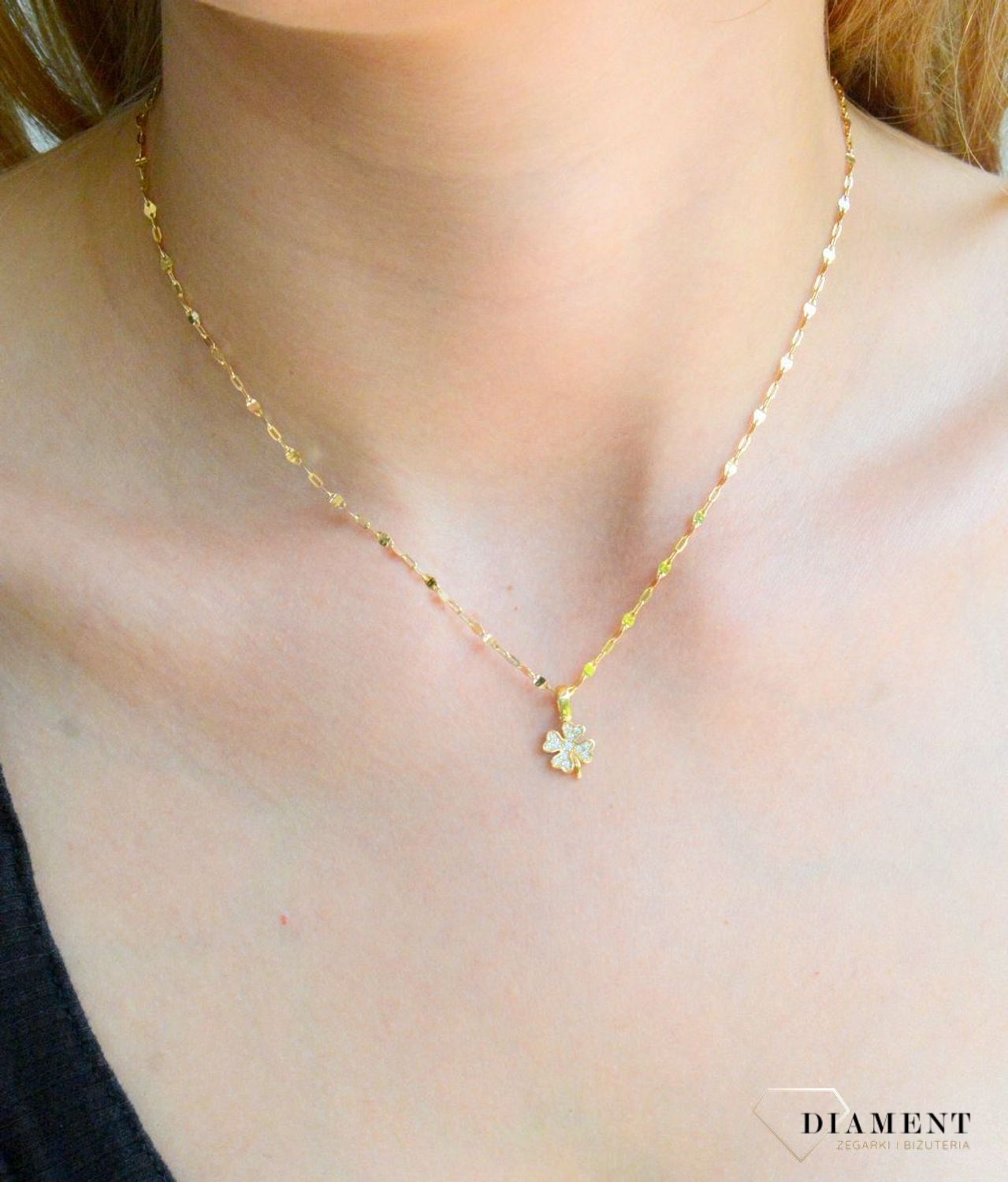 Złota zawieszka 585 Koniczynka ZA 7615 585.jpg